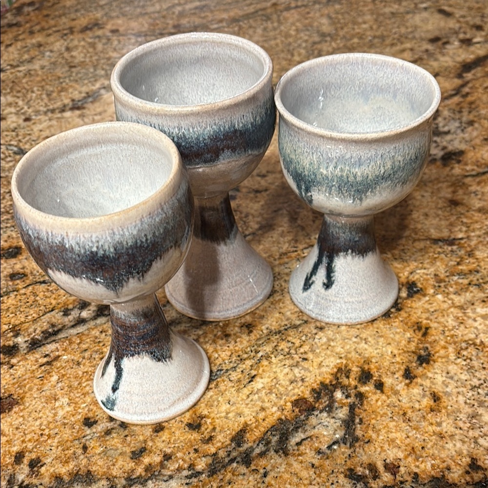 Set of Three Ceramic Goblets